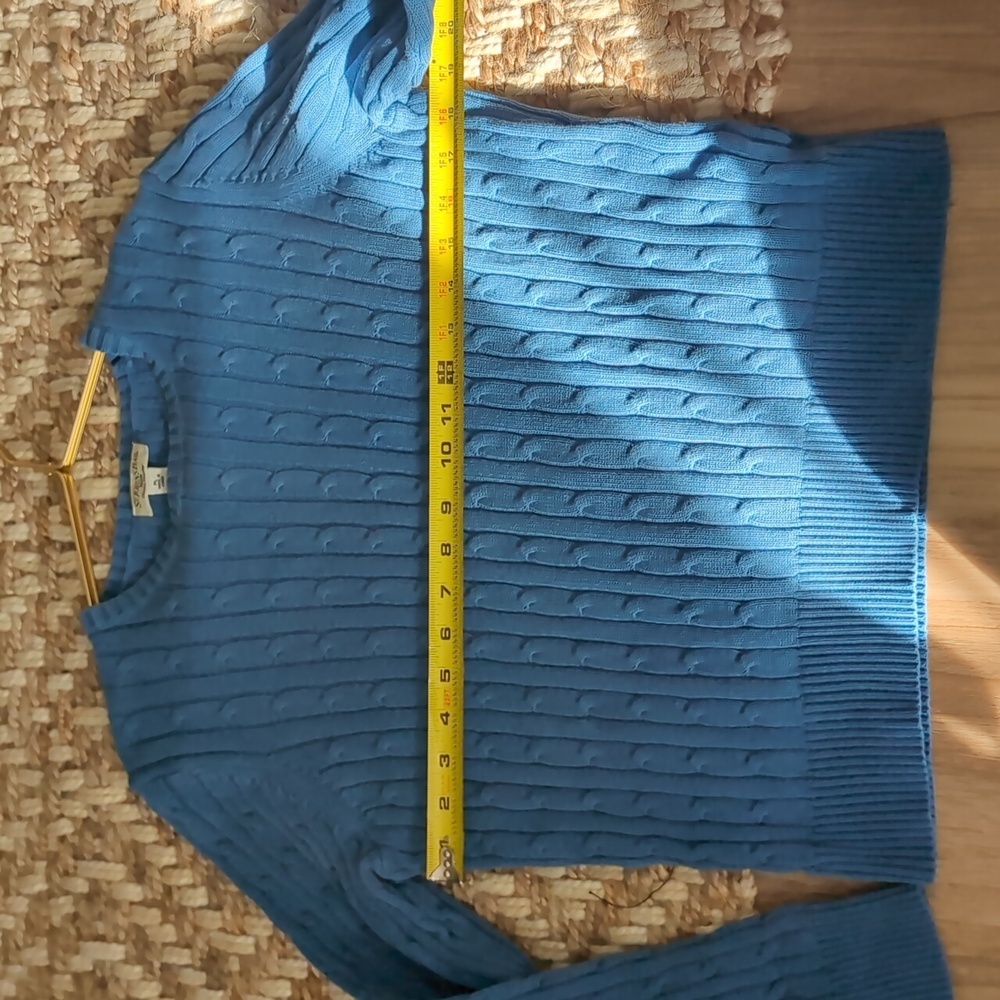 St. John's Bay Blue Cable Knit Cotton Sweater - Picture 5 of 5